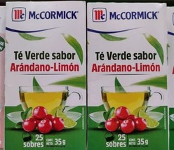 2X McCORMICK TE ARANDANO LIMON / CRANBERRY &amp; LIME TEA - 2 CAJAS DE 25 SO... - £12.50 GBP