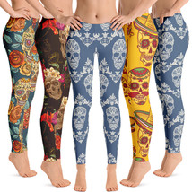 Floral Skull Leggings Collection Premium Women&#39;s Leggings Gift for Her - £44.32 GBP