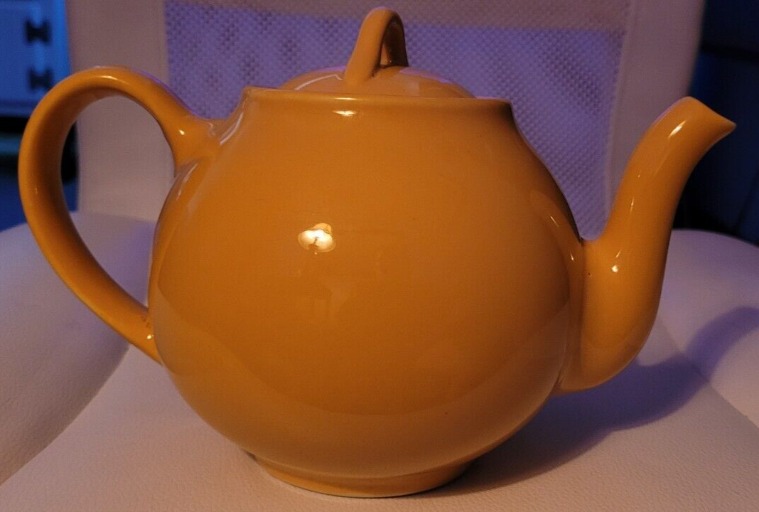 Vintage Lipton&#39;s Tea Pot Mustard Yellow Made In U.S.A. Ceramic Glazed Co... - $24.98