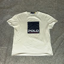 Polo Ralph Lauren Mens Shirt Large White Tee Spellout Big Logo T Casual ... - $365.43 MXN
