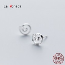 La Monada Circle Spiral Earrings Studs 925 Silver Women Fine Jewelry Minimalist  - £7.82 GBP