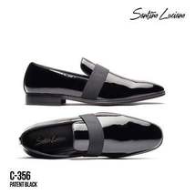 Men Santino Luciano Formal Shoes Patent Leather Shiny Slip on Loafer C356 Black image 5