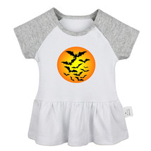 Halloween Black Bat Newborn Baby Girls Dress Toddler Infant 100% Cotton Clothes - £10.48 GBP