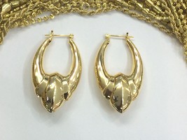 14k Gold Overlay Hoop Earrings #a3 - £18.04 GBP