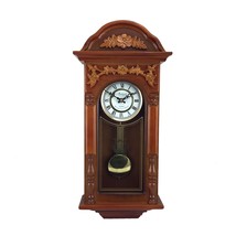 Bedford Clock Collection 27.5 Inch Oak Finish Pendulum Wall Clock - £133.81 GBP