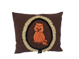 Vintage Brown Handmade Orange Owl Pillow Throw  Home Decor - £14.76 GBP