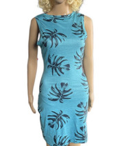 Tropical Blue Bateau Neckline Knee-Length Dress Sleeveless Summer Dress - £14.56 GBP