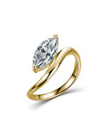 2ct S925 Silver 14K Gold Plated D VVS Marquise Moissanite Ring, Twisted ... - $95.00