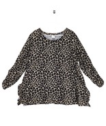 Terra &amp; Sky Women&#39;s 1X Top Leopard Print Fleece Fabric Tunic Length Plus... - $20.00
