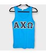 ALPHA CHI OMEGA Sorority American Apparel blue applique tank w/anchors s... - $26.53 CAD