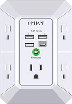 USB Wall Charger, Surge Protector, 5 Outlet Extender with 4 USB Charging... - $34.99