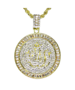 Iced Allah Round CZ Pendant 14k Gold Plated 24&quot; Rope Necklace Mens Jewelry - £7.18 GBP