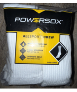 Powersox ~ 12-Pair White Socks Crew Cushioned Polyester Blend ~ Shoe Siz... - $33.83 CAD