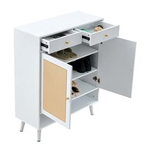Modern White Rattan Shoe Cabinet: Elegant Minimalist Corridor Storage - $1,966.38 MXN