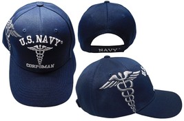Blue US Navy Navy Corpsman Hat Ball Cap Naval Veteran Military Licensed - £13.31 GBP
