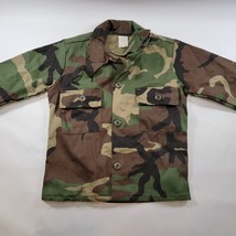 Vintage NOS Youth Military Woodland Camo Long Sleeve Button Up Shirt Size 6 - £10.92 GBP