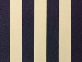 Sunbrella Canvas Stripe Navy Blue Vellum Outdoor Furniture Fabric By Yard 54&quot; W - £12.78 GBP