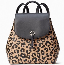 R Kate Spade Adel Leopard Leather Flap Backpack K8464 Cheetah Leopardo NWT FS - £133.70 GBP