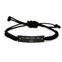 Life is Better with a Maine Coon. Black Rope Bracelet, Maine Coon Cat Present fr - £16.85 GBP
