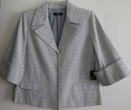 Tahari Suit Jacket Blazer 4 S 8 M Cotton Gray Pewter Multi Gray 3/4 Lori... - £63.86 GBP