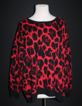 APT9 Size Petite PXXL Red &amp; Black Animal Print Pullover Sweater Top - £15.57 GBP