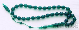 Prayer Beads Tesbih Green Turkish Amber Catalin - SUFI CARVING - Collector&#39;s - £151.59 GBP