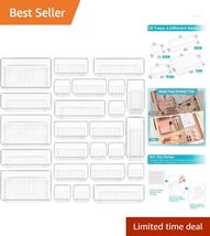 4-Size Transparent Drawer Organizer Set - 25 PCS for Ultimate Organization - $47.47