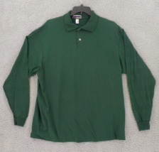 Jerzees Mens Long Slv Polo Shirt Sz Xl Green Striped Slvs Cotton Poly Blend Nwd - £14.11 GBP