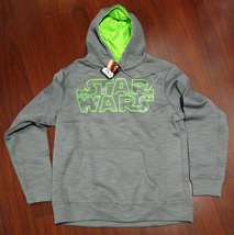 Star Wars Mens Pullover Gray Hoodie Green Logo w/Pocket Size L Large New Nwt - £27.45 GBP
