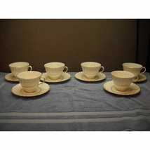 Set Of 6 Teacups Saucers Royal Doulton Bone China Adrian Pattern Scalloped Edge - £77.31 GBP