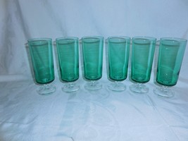 6 Cristal d&#39;Arques Cavalier Spruce Green Champagne Flutes - $49.49