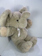 Plush Creations Inc Gray Tan Elephant Plush Stuffed Animal 1989 15&quot; Bow - £17.46 GBP