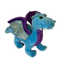 Aurora Dragon Plush Stuffed Toy Blue And Purple Soft And Squishy Green Eyes - £12.35 GBP