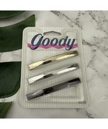 Goody Vintage 90s Stay Tight Barrettes New 3 Pack 3in Silver Gold Tortoise - $25.73
