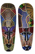 SET OF 2 AFRICAN HAND CARVED ABORIGINAL DOT ART WOODEN TRIBAL MASK WALL ... - £30.96 GBP