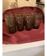 Eight Vintage 16oz Libbey Crisa Olive Green Swirl Twist Tumblers - $49.50