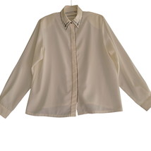 Koret Petites Womens Button Up Cream Size 12 100% Polyester  Long Sleeve... - $14.25