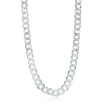 Rhodium Plated Sterling Silver 9.2mm Urban Cuban Chain Necklace - £265.77 GBP+