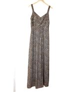 Leopard Print Maxi Dress Womens Size 12 V Neck Pin Tuck Chest Lined Side... - $21.29