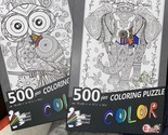 500 Piece 2 pack Coloring Jigsaw Puzzle Elefante/Owls w 6 pens ea. 8 year+ - £30.05 GBP