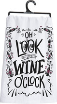 Oh Look It&#39;s Wine O&#39;Clock Primitives By Kathy Cotton Dish Towel - £8.53 GBP