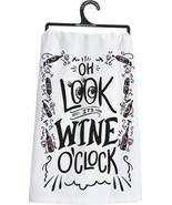 Oh Look It&#39;s Wine O&#39;Clock Primitives By Kathy Cotton Dish Towel - $10.88