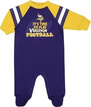 NFL Minnesota Vikings Baby IT&#39;S TIME TO PLAY Sleeper size 3-6 Month by G... - £21.19 GBP