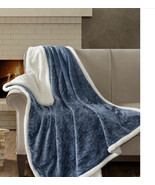 NEW MADISON PARK ELMA EMBOSSED BLUE OVERSIZED THROW BLANKET 60"X70"  - $39.00