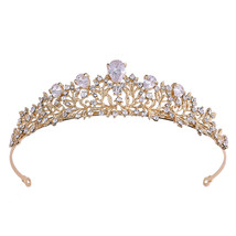 Tiara Cubic Zirconia Crown Hairband Headband Gold Hair Accessories CZ Hair Clip  - £13.13 GBP