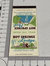 Vintage Matchbook Cover. Hot Springs Lodge. Glen wood Springs, CO  gmg  unstruck - $12.38