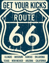 Route 66 Kicks America&#39;s Highway Shield RT66 Garage Retro Décor Metal Tin Sign - £12.65 GBP