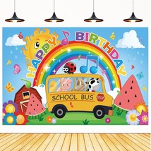 Cartoon Melon Birthday Party Supplies,Kid Party Decorations Banner School Bus Ba - £22.13 GBP