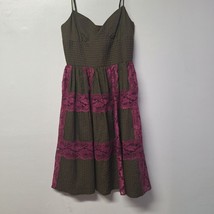 Betsey Johnson Lace Dress Y2K Brown Pink Spaghetti Strap Womens Size 4 - £35.19 GBP