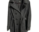 Jones New York  Hooded Coat Size S Black Heather Double Breasted Knit  - $64.17